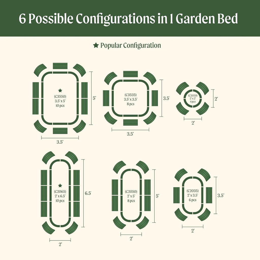 Vego garden Raised Garden Bed Kits, 17" Tall 6 in 1 Modular Metal Raised Planter Bed for Vegetables Flowers Patio Ground Planter Box-Pearl White