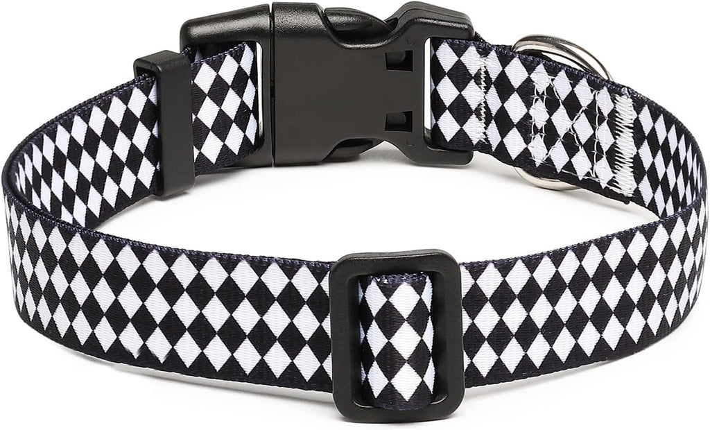 Mercano Adjustable Dog Collar - Special Design Patterns, Soft Nylon Comfortable Durable Pet Collar for Small Medium Large Dogs (M, Rhomb)