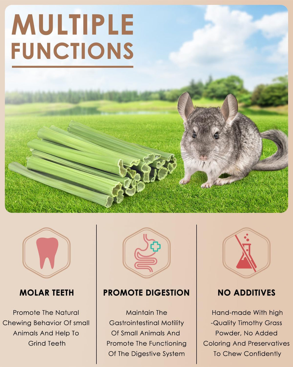 Bissap 25 PCS Guinea Pigs Chew Sticks, Natural Papaya Stems Bunny Chews Treats for Hamsters Chinchillas Small Animals Organic Molar Chewing Snack