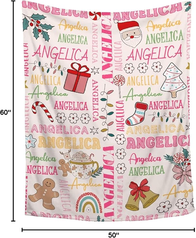 Custom Christmas Blanket | Personalized Holiday Blanket for Boys Girls | Plush Cozy Custom Name Blanket | Christmas Decor Personalized Gifts Name Blanket | 50"x60"-Teens/Travel Size