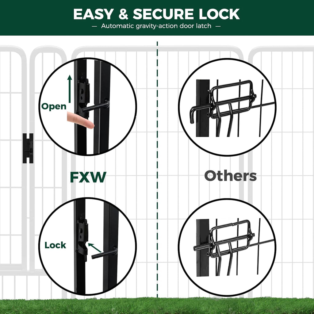 FXW Rollick Unleashed Dog Playpen for Indoor, Yard, RV Camping, 50 inch 8 Panels for Large Dogs, Black│Patented