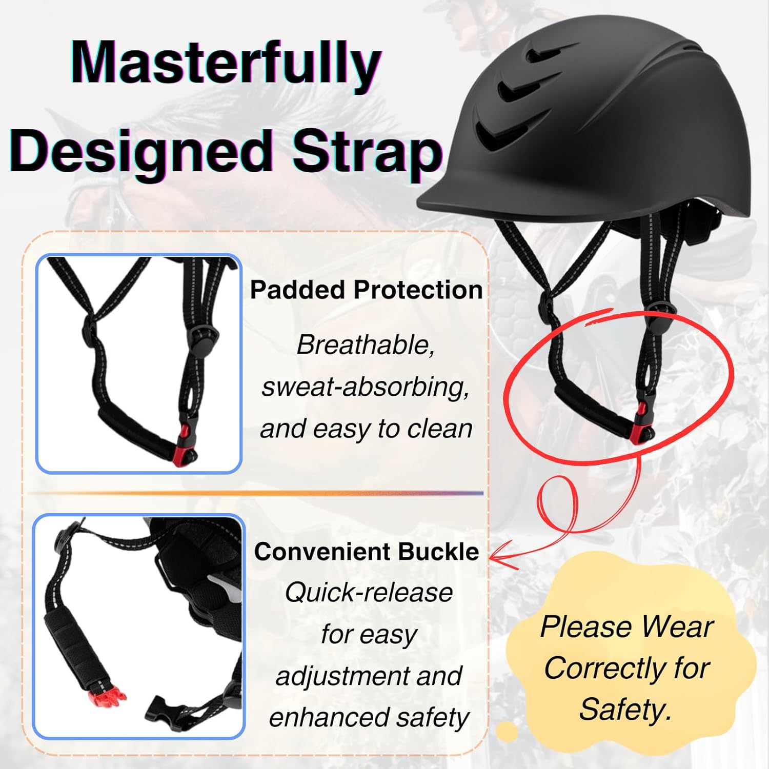 Equestrian Set - Helmet and Gloves for Horseback Riding and Training - Horse Riding Safety Gear Helmets Equestrian Equi-Pro Gear Gloves for Women, Man
