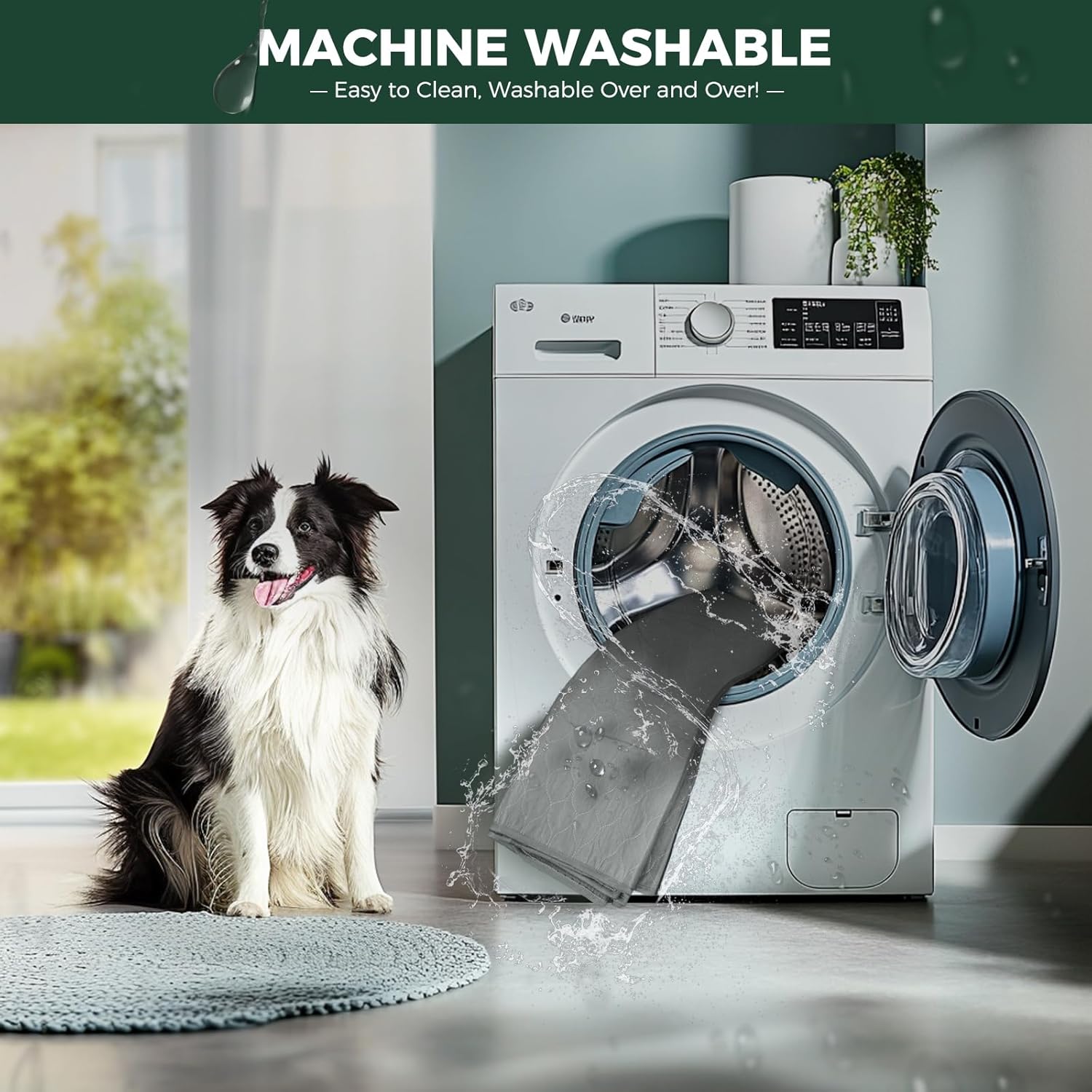 FXW Washable Pee Pads for Dogs, Puppy Pads with Super Absorbent, Specifically Designed for Potty Training, 35" Square, Gray, 4 Packs