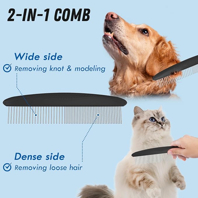 Docrok Pet Grooming Combo: Undercoat Rake, Dematting Deshedding Brush - Image 3