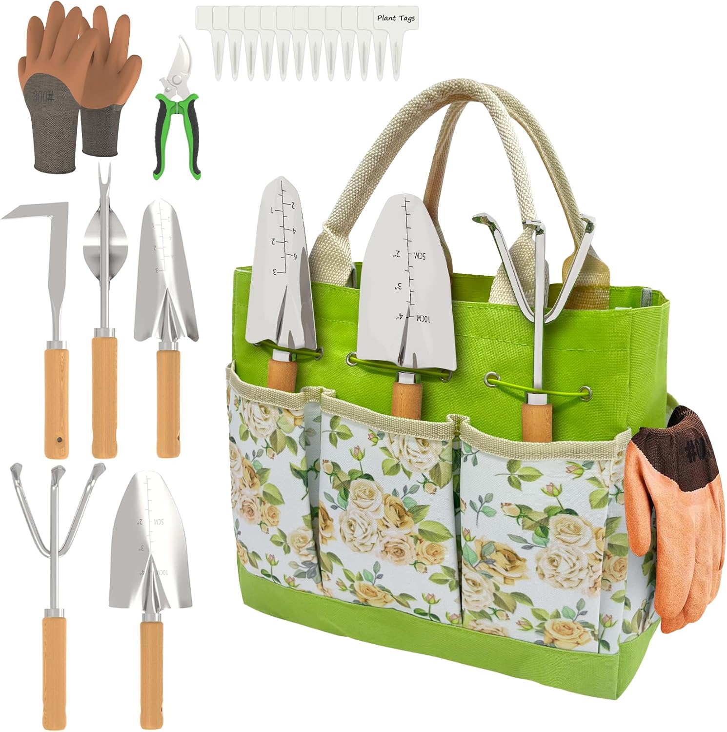 20-Piece Gardening Tools with Fashion and Durable Storage Bag - Heavy Duty Garden Tools Stainless Steel Rust-Proof Ergonomic Garden Tool Set - Ideal Gifts for Women and Men - Portable Gardening Kit