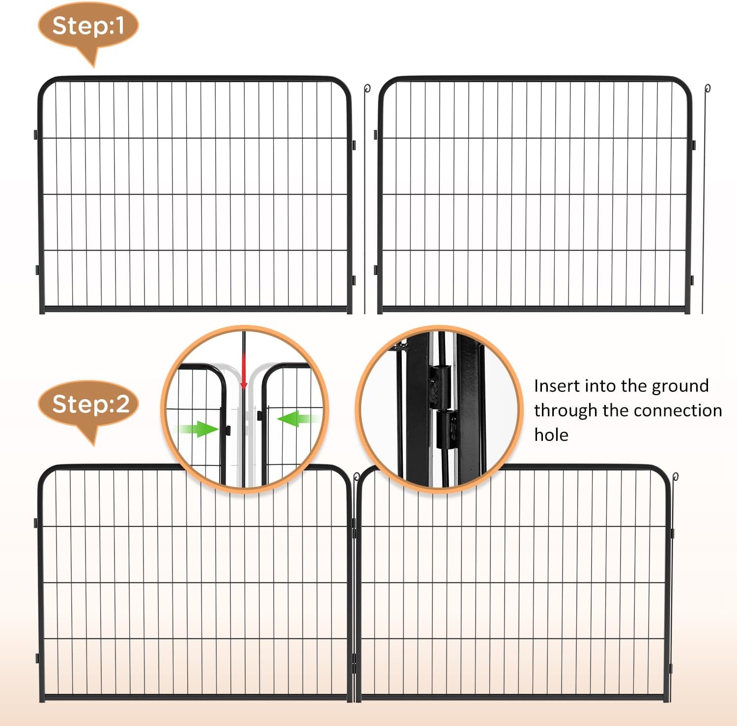 BestPet Dog Playpen Indoor 40 inch 6 Panels Metal Dog Pen Pet Dog Fence Outdoor Exercise Pen with Doors,Pet Puppy Playpen for RV Camping Yard, Black