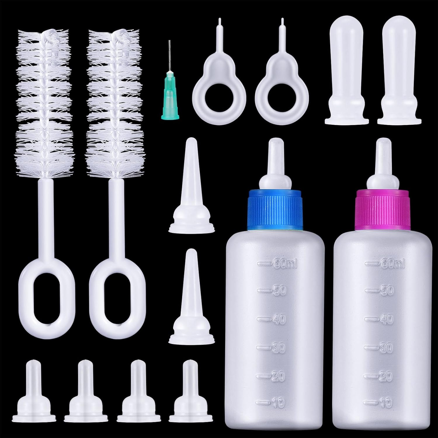 Tondiamo 16 Pieces Pet Feeding Bottle Kit Kitten Bottles Kitten Milk Replacer Puppy Milk Feeder with Replacement Nipples Puppy for Small Animals Newborn Dog and cat Nursing Supplies