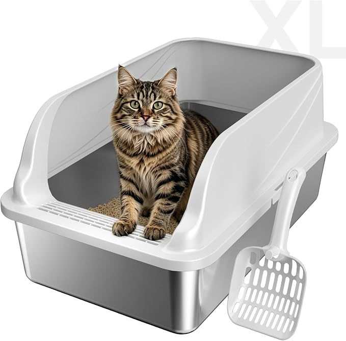 XL Stainless Steel Cat Litter Box by KISENG