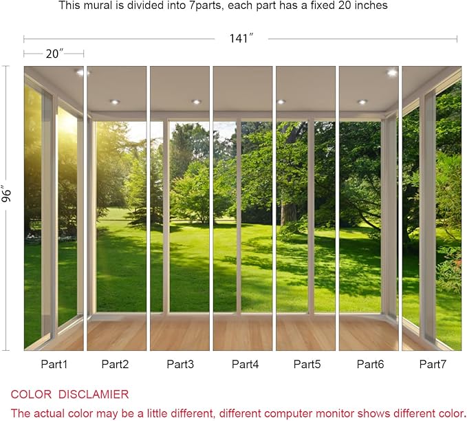 3D Window View Wall Mural Garden Green Trees Forest Wallpapers for Bedroom Living Room Tv Background(Not Peel n' Stick)