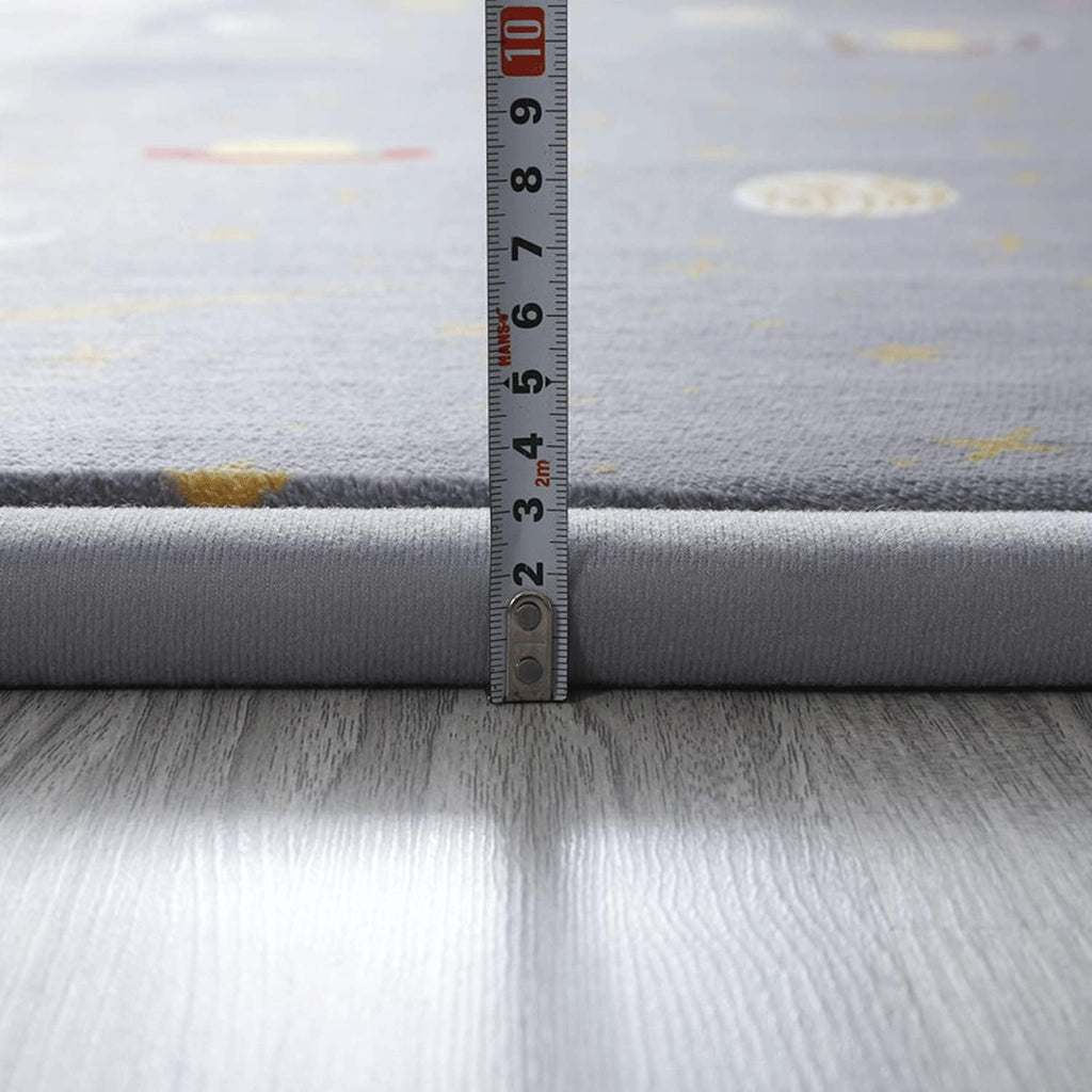 Loartee Coral Velvet Area Rug - 1" Thick Memory Foam Baby Play Mat, Washable Toddler Carpet, Home Decor for Living Room, Nursery, Kids Bedroom, Astral Gray, 4'11"x6'7"