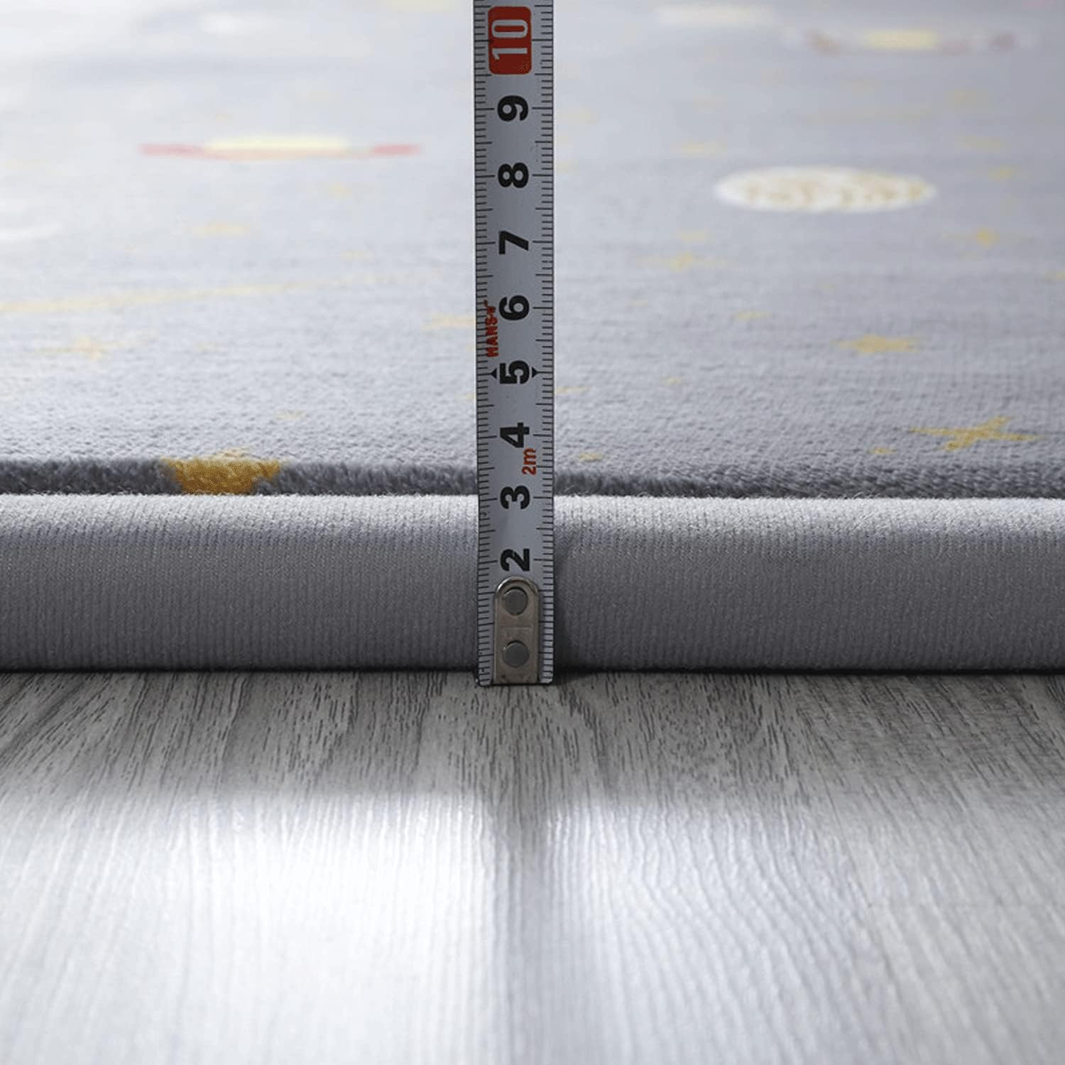 Loartee Coral Velvet Area Rug - 1" Thick Memory Foam Baby Play Mat, Washable Toddler Carpet, Home Decor for Living Room, Nursery, Kids Bedroom, Astral Gray, 6'7"x6'7"