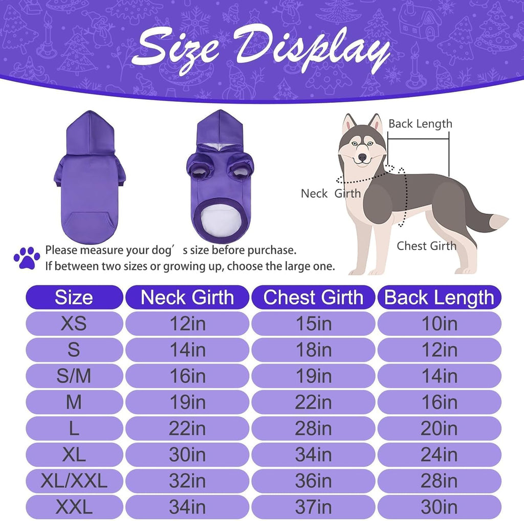 KOOLTAIL Basic Dog Hoodie - Soft & Warm Dog Hoodie Sweater with Leash Hole and Pocket, Dog Winter Coat, Cold Weather Clothes Sweatshirt for Small Medium Large Dogs Puppy Cat Boys Girls Purple XL