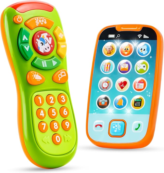 JOYIN Baby Toy Phone, Remote and Smartphone with Music, Fun Learning Musical Toys for Babies, Boys or Girls, Holiday Stocking Stuffers, Birthday Gifts for Kids, Gift for Christmas