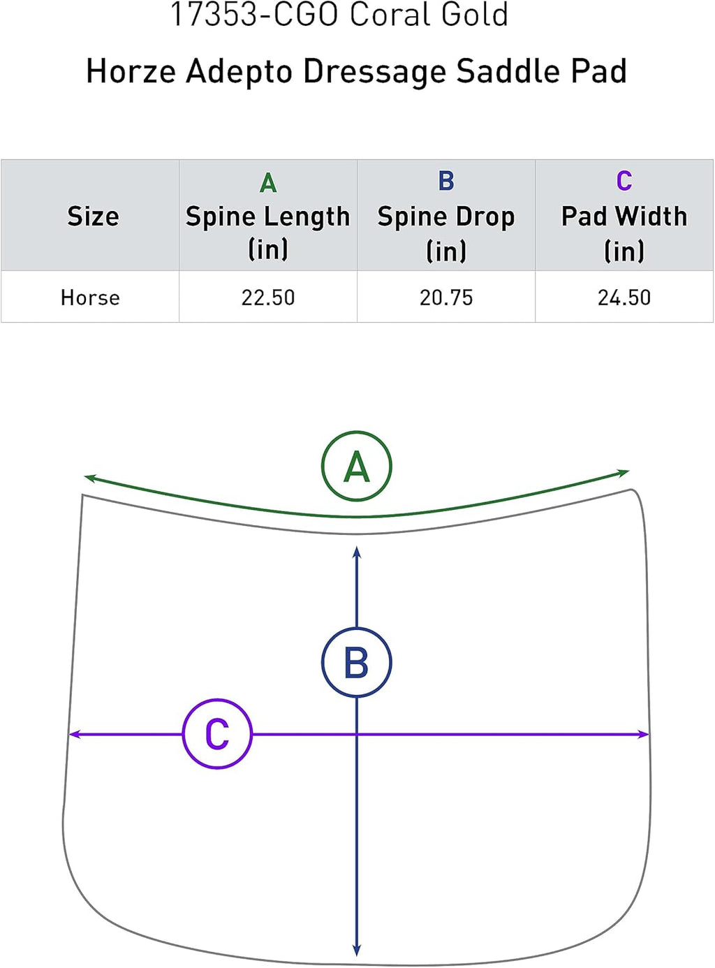 HORZE Adepto Quilted Quick-Dry Dressage Saddle Pad for Horses with Two-Tone Trim