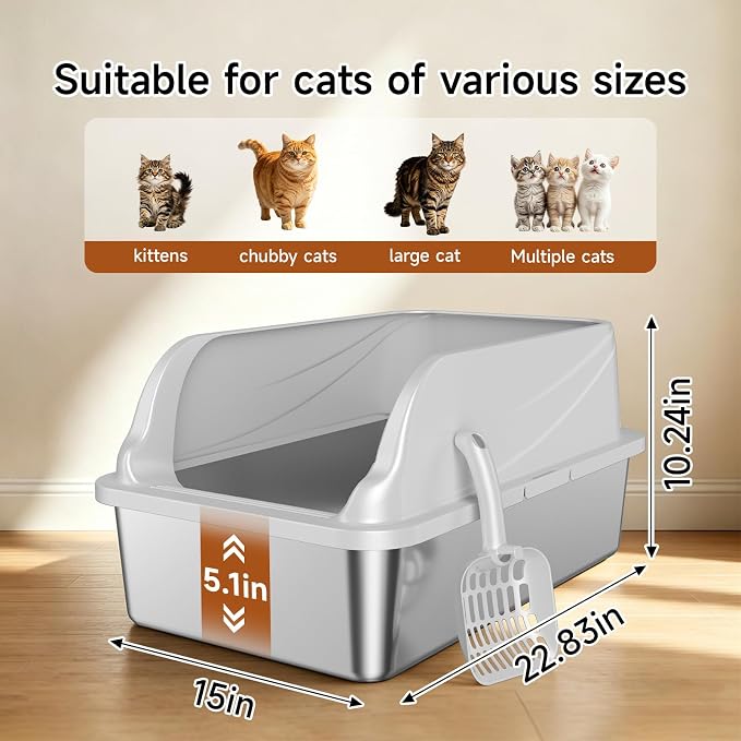 XL Stainless Steel Cat Litter Box - Image 6