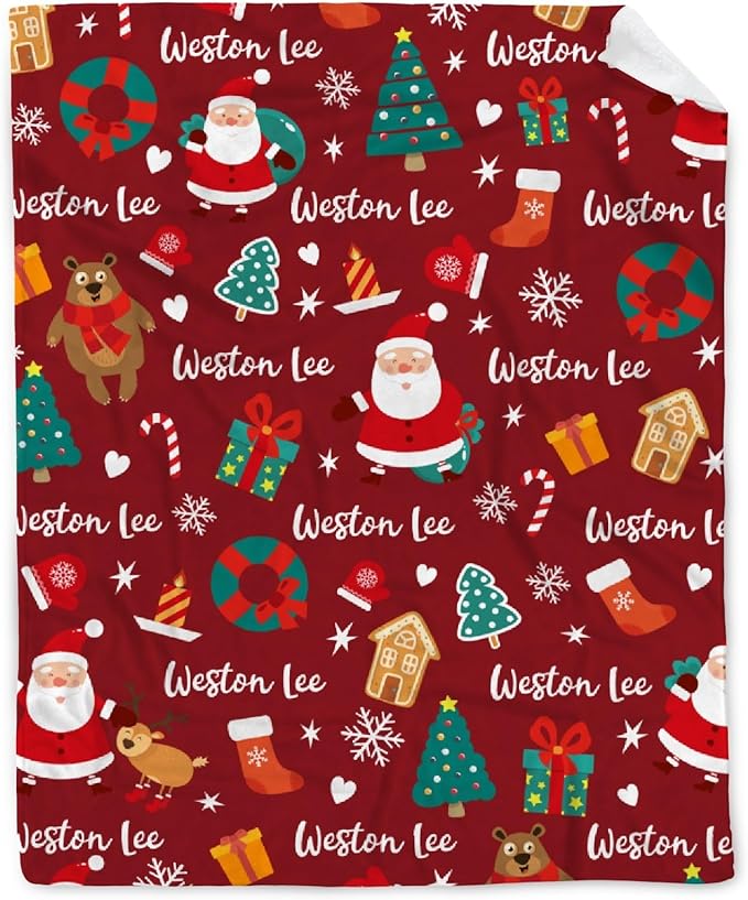 Custom Christmas Blanket | Personalized Blanket for Boys Girls | Plush Cozy Customized Name Blanket | Personalized Gifts Name Blanket for Birthday Christmas | 40"x50"-Kids/Throw Size