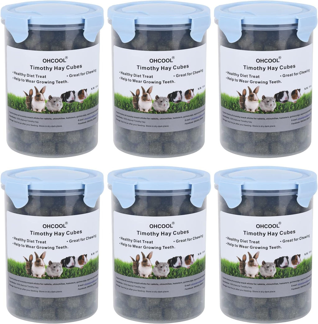 Timothy Hay Cubes 60 oz (6 * 10 oz) with Small Size - Timothy Grass Pellets for Tortoises Rabbits Guinea Pig Chinchilla