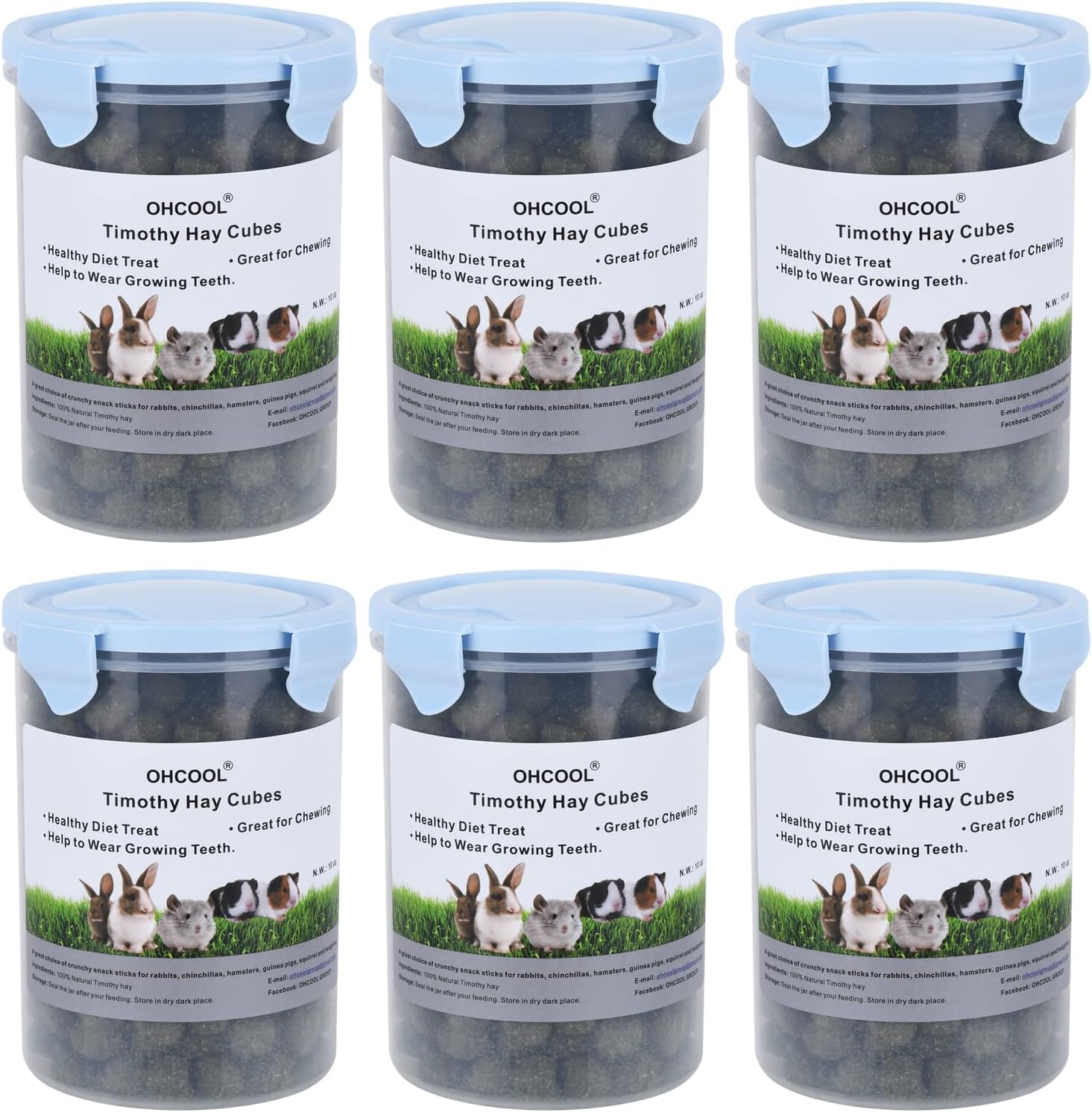 Timothy Hay Cubes 60 oz (6 * 10 oz) with Small Size - Timothy Grass Pellets for Tortoises Rabbits Guinea Pig Chinchilla
