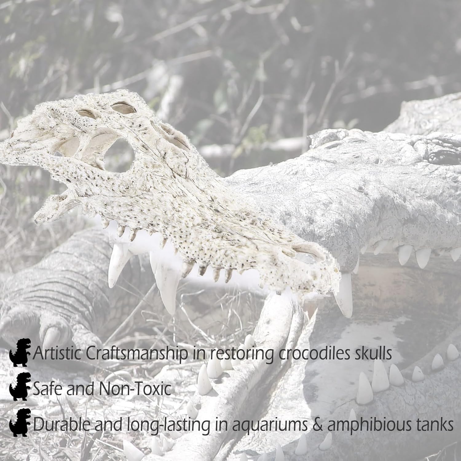 Animal Skull Fish Aquarium Hideout Decorations Cave Dinosaur Reptile Ornament Halloween Décor for Terrarium Large Betta Decor Bones