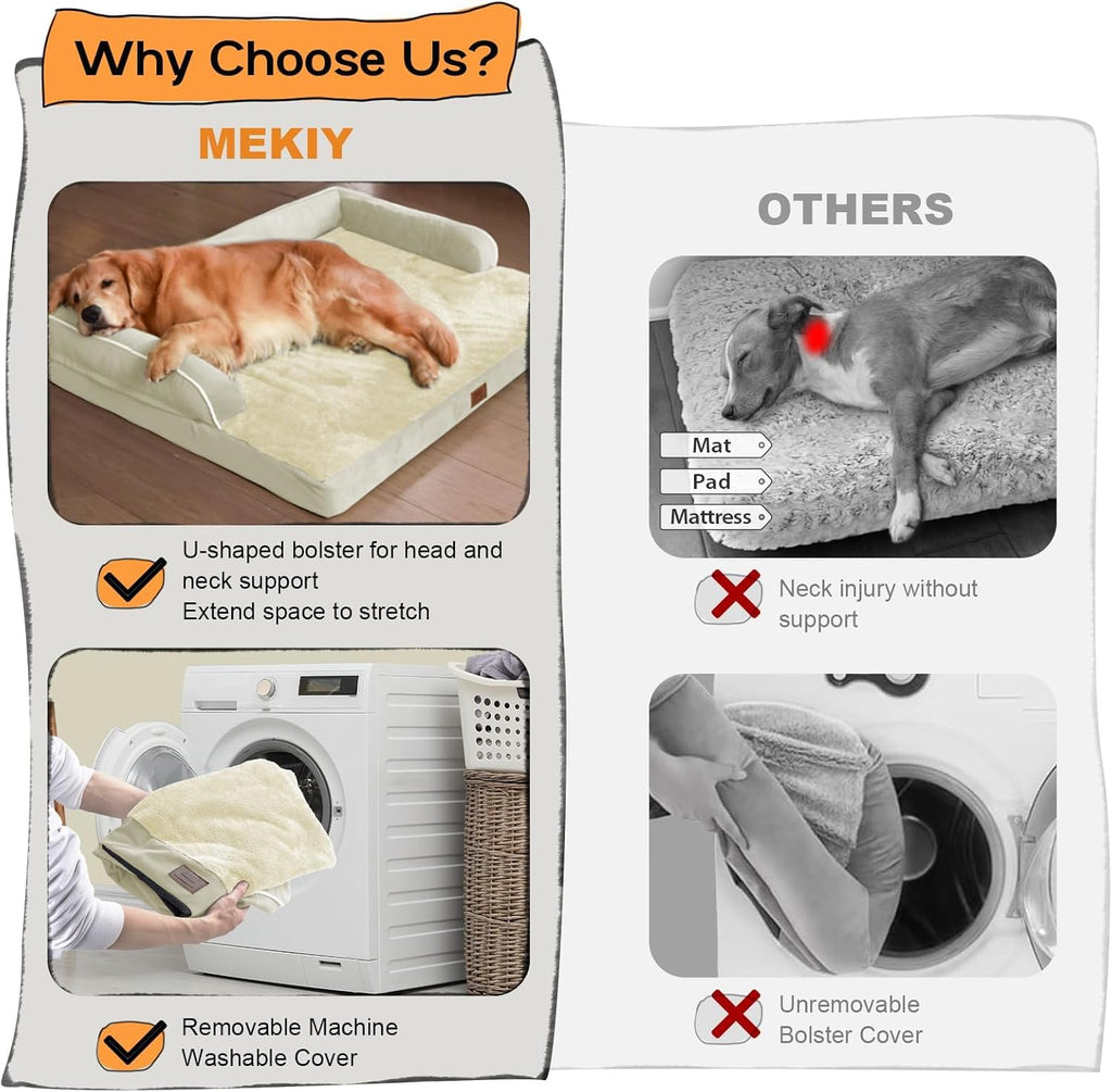 Dog Bed Medium Size Dog-Orthopedic Waterproof Bed for Dogs,Foam Couch Sofa with Washable Removable Cover & Non-Slip Bottom-Beige