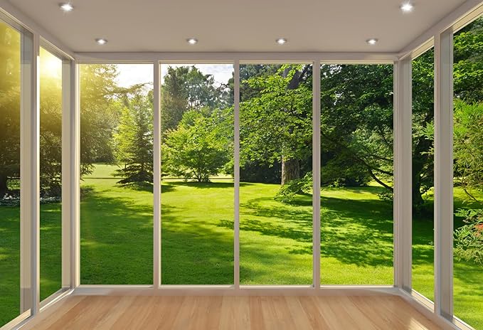 3D Window View Wall Mural Garden Green Trees Forest Wallpapers for Bedroom Living Room Tv Background(Not Peel n' Stick)