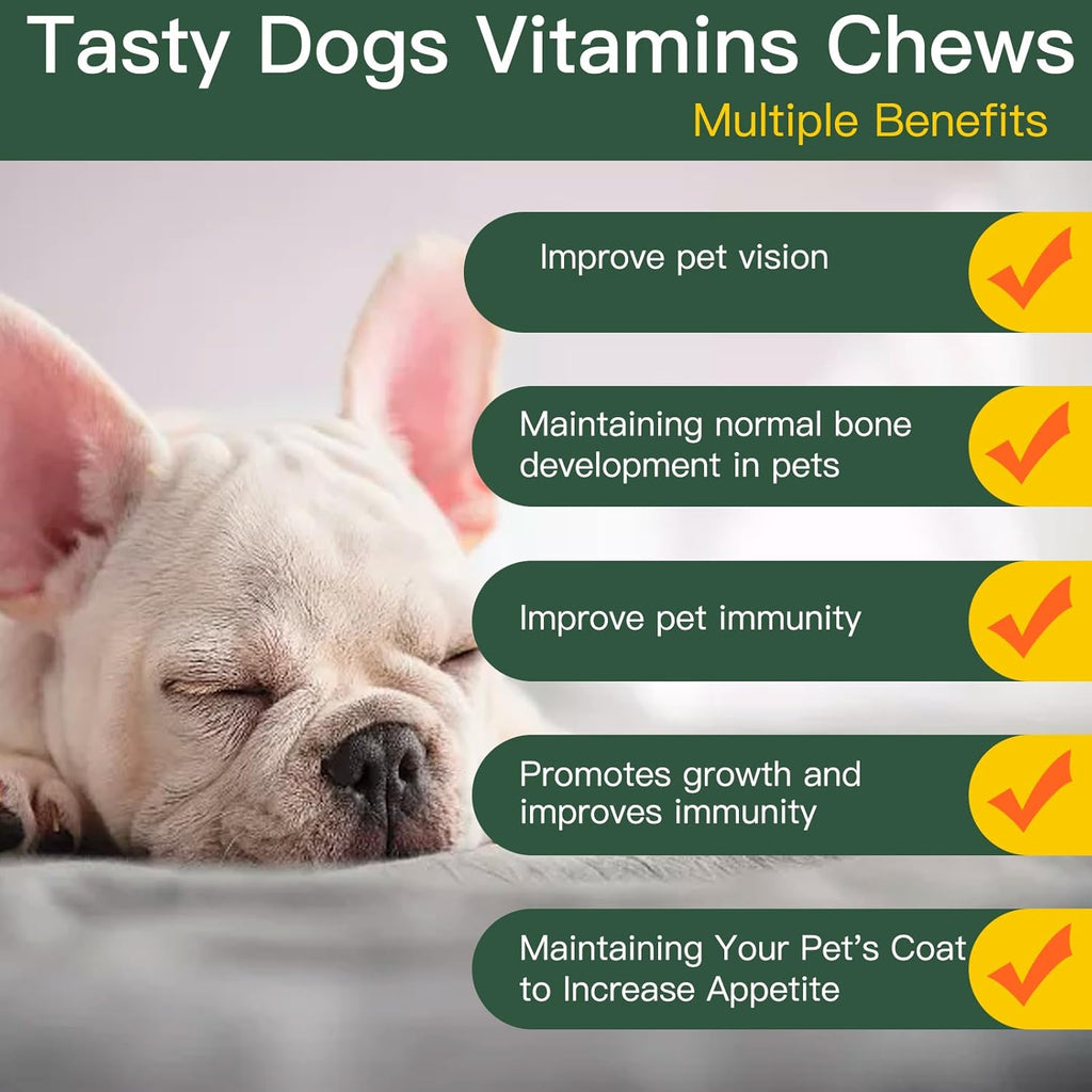 Dog Vitamins and Supplements, Senior & Puppy Multivitamin for Dogs Support with Glucosamine Chondroitin Omega Probiotics - Dog Multivitamins Chewable for Hip & Joint, Skin, Immune - (Chicken 240 Ct)