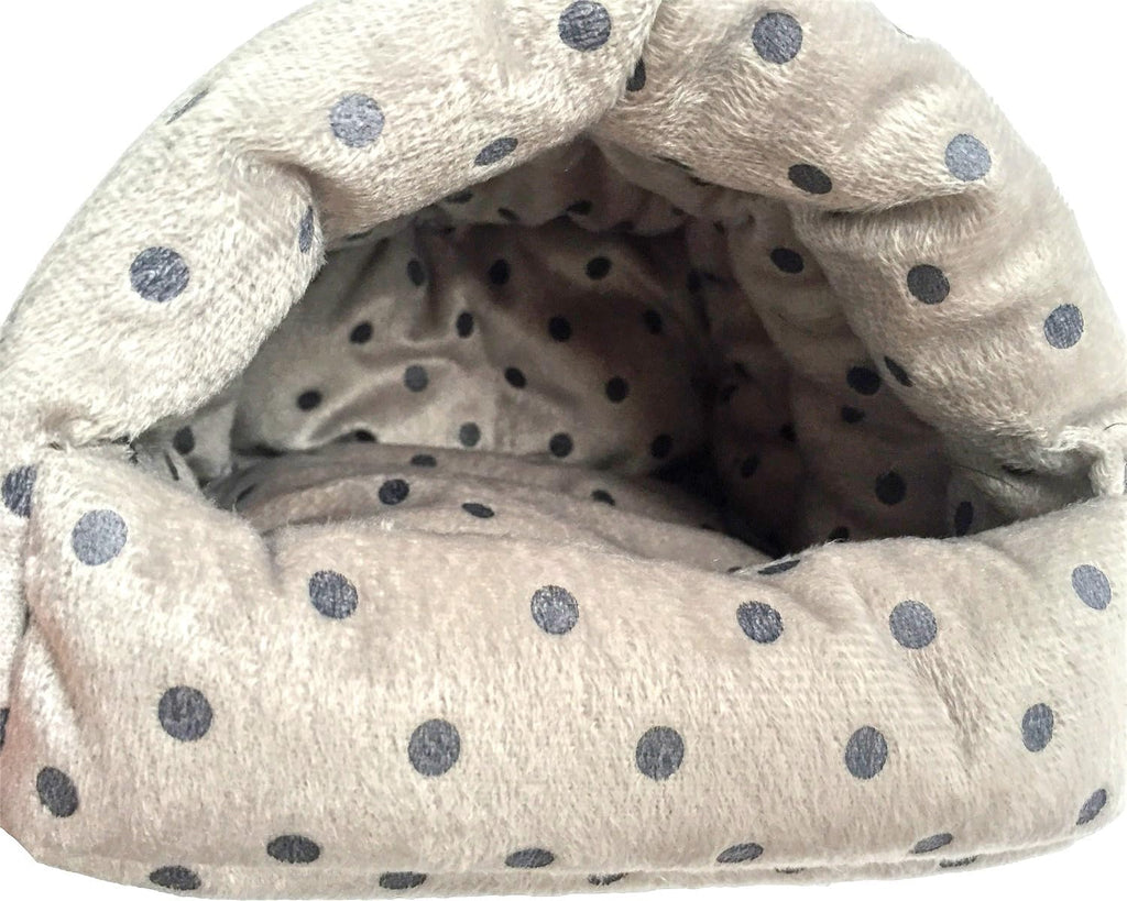 WOWOWMEOW Guinea Pig Cave Bed Small Animals Warm Cage Hanging Bed for Rat, Chinchilla, Hedgehog, Rabbit (M, Dot-Grey)