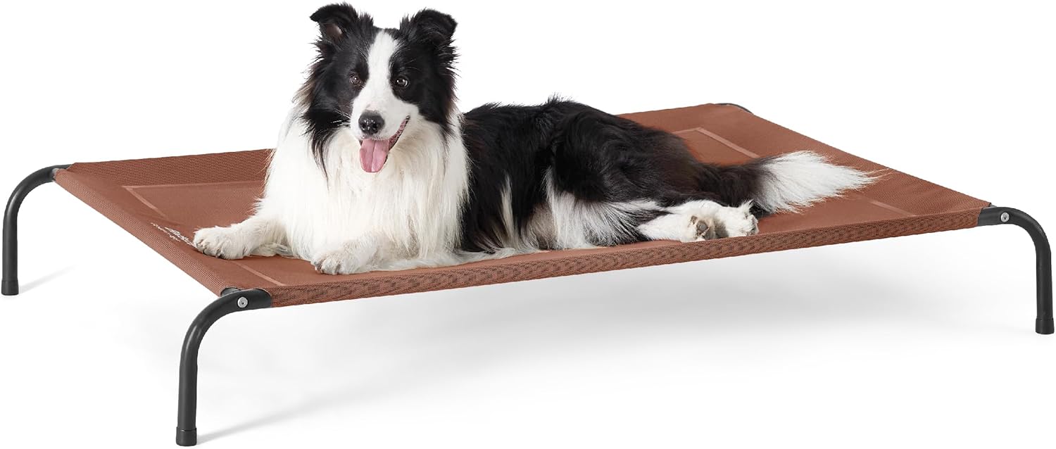 Bedsure Elevated Raised Cooling Cots Bed for Large Dogs, Portable Indoor & Outdoor Pet Hammock with Skid-Resistant Feet, Frame with Breathable Mesh, Terracotta, 49 inches