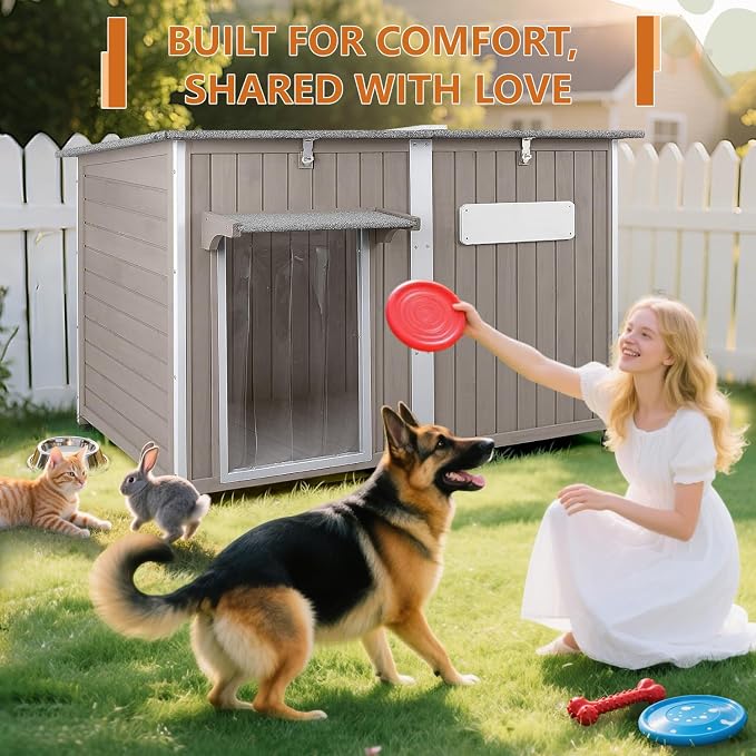 Ketive 55"L Dog House Outdoor Large Breed Extra XL Wooden Dog House - Image 8