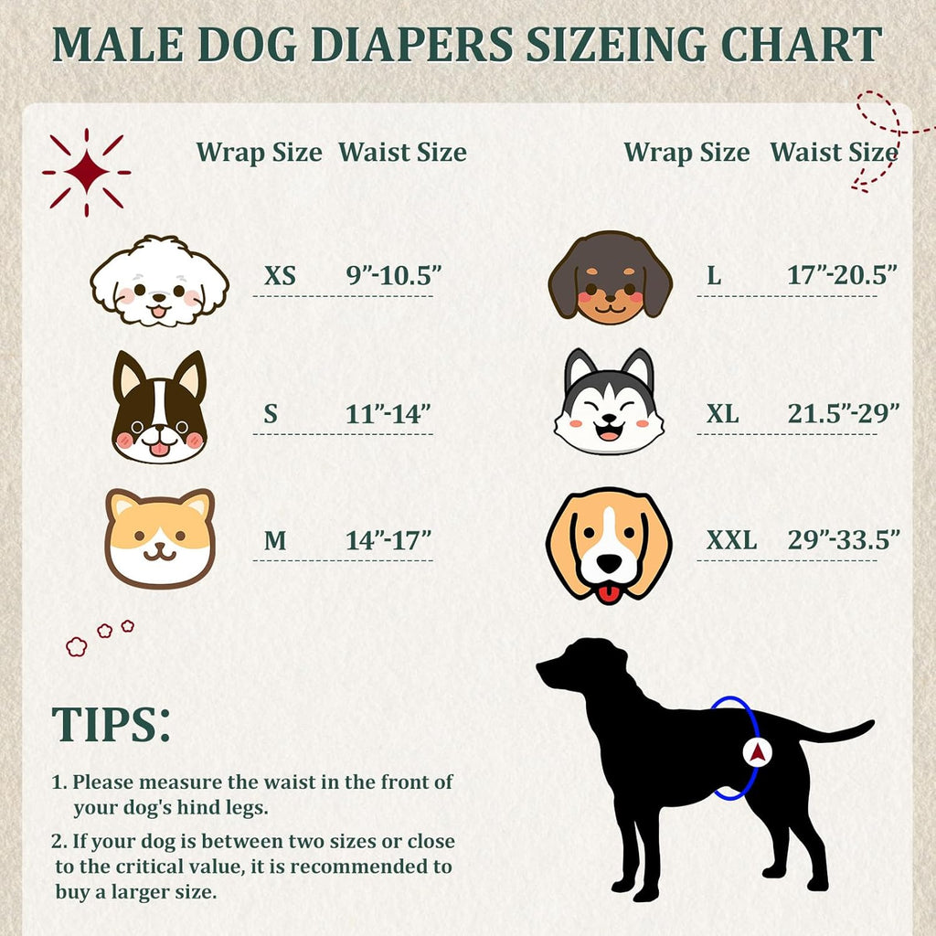 Reusable Dog Diapers Male, Premium Washable Belly Bands for Male Dogs XXL, Pack of 5, High Absorbing Male Dog Wraps for Doggie & Puppy in Incontinence or Excitable Urination and Training(XXL)