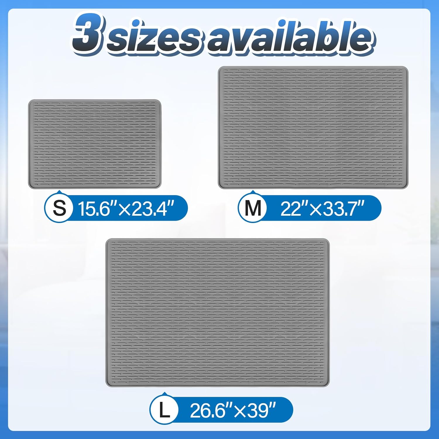 MEWTOGO Easy Clean Silicone Cat Mat for Litter Box - 39" x 26.6" Extra Large Waterproof Non-Slip Kitty Litter Trapping Mat for Protecting Floor, Less-Mess Food Water Mat for Indoor, Gray