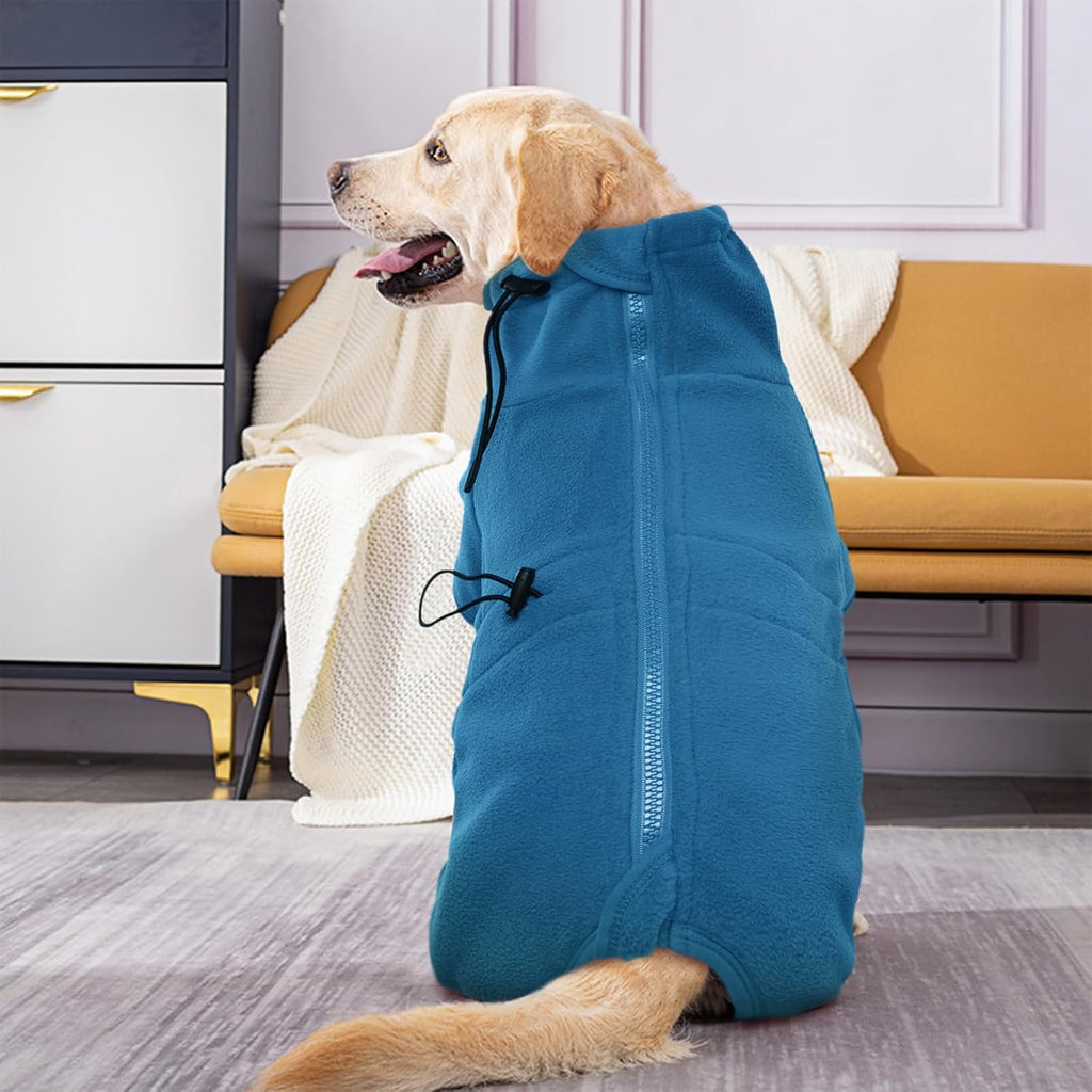 ROZKITCH Dog Fleece Sweater, Pet Windproof Warm Cold Weather Jacket Vest Cozy Jumpsuit Apparel Outfit Clothes for Small Medium Large Dog Walking Sleep 2XS
