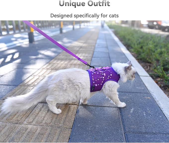 Cat Harness and Leash for Walking Escape Proof Breathable Mesh Fabric, - Image 7