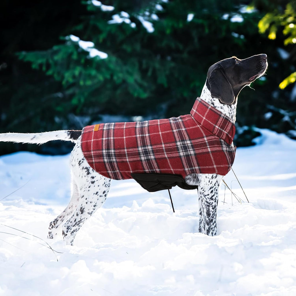 Kuoser Warm Dog Coat, Waterproof Dog Jacket for Extra Large Dogs, Adjustable Durable XXL Doggie Winter Coat Reversible Puppy Cold Weather Apparel from Small to Large Breed, Red XXL