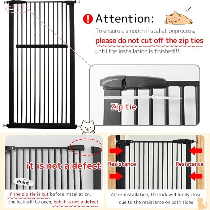 Lumizone Extra Tall Pet Gate 55.12" High Pressure Mounted 34.06"-38.38" Extra - Image 9