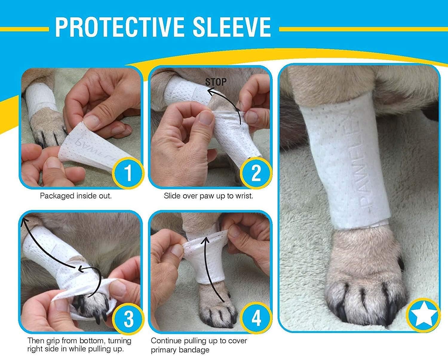 Protective Sleeve Tubular Cover - Bandages - for Dogs Cats and Other Pets First Aid Wound Care Comfortable Non-Adhesive Breathable & Water Resistant 18 Strips (yields 36-54 Covers)-(Large)