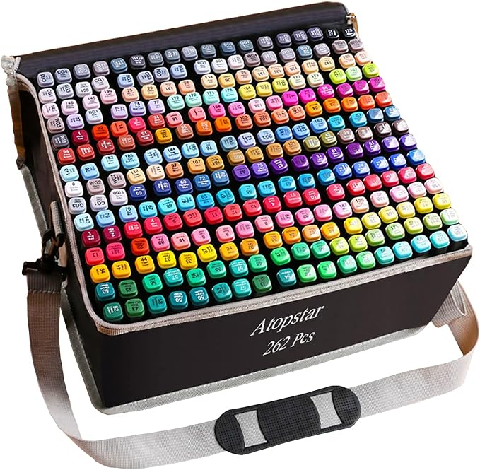 262 Colors Alcohol Markers for Artist Drawing - Dual Tip Art Markers for Adult Coloring Painting Supplies (262 Black Shell)