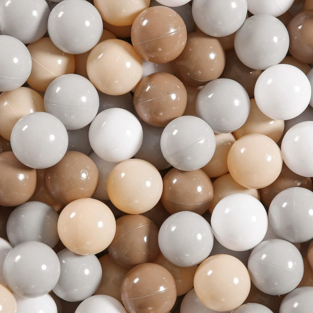 GOGOSO Balls for Ball Pit - Plastic Ball for Toddlers 1-3, Baby Kids Ball Pool Decoration 50 100 200 300 500 1000 (Grey+Coffee+ Beige+White, 50 Balls)