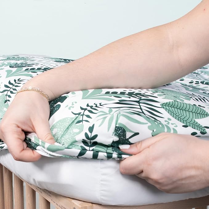 The Peanutshell 4-Pack Fitted Crib Sheet Set - Super Soft & Breathable Baby Girl or Boy Crib Sheets, Nursery Decor, Fit for Standard Mattress Cover - Green Botanical