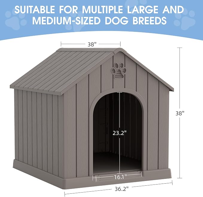 Fancyango Large Dog House Outdoor Indoor, Sturdy Plastic Waterproof Doghouse - Image 6