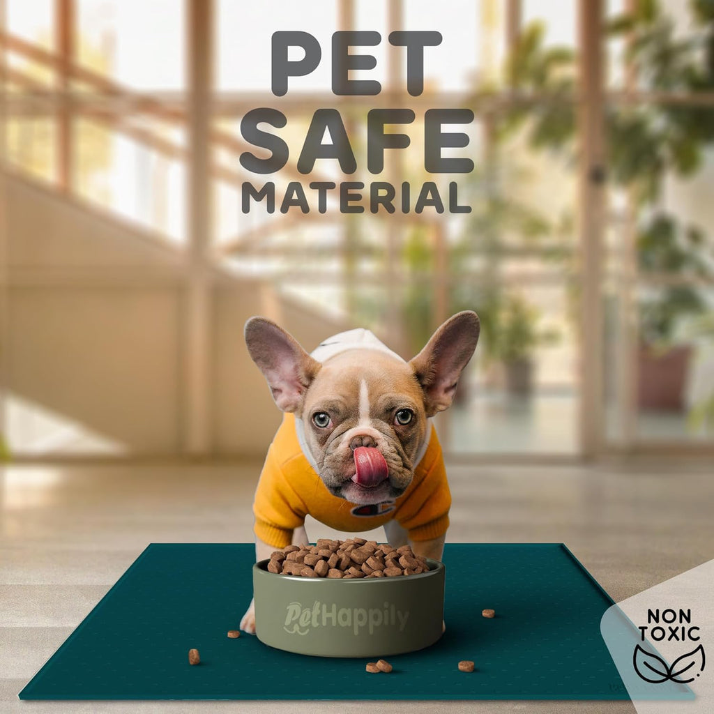 Dog Food Mat - 24x15 Raised Edges Dogs Mat for Food and Water Prevent Spill, Waterproof Cat Food Mats Protect Floors, Easy Clean Dog Bowl Mats for Food and Water, Silicone Pet Feeding Placemats