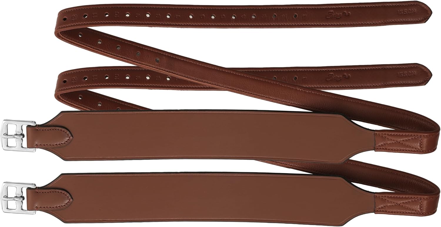 Exion Wide Stability Stirrup Leathers for English Saddles | Premium Cowhide Leather | Enhanced Leg Stability & Comfort | Sizes: 48" to 62"