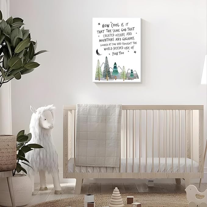Dytila Christian Nursery Wall Art - Mountain Pictures Baby Boy Nursery Decor, Inspirational Religious Decor, Toddler Boy Room Decor, Faith Paintings, Christening Gifts for Boys 16x24 Inch