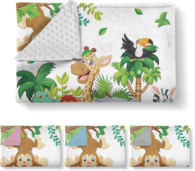 Personalized Baby Blanket with Name, Customized Blanket for Newborn Boys Girls, Woodland Animals Flannel Baby Name Blanket with Dotted Backing, Receiving Swaddle, Gifts for New Parents(47"x60)