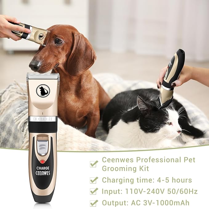 Ceenwes Dog Clippers Low Noise Pet Clippers Rechargeable Trimmer Cordless - Image 6