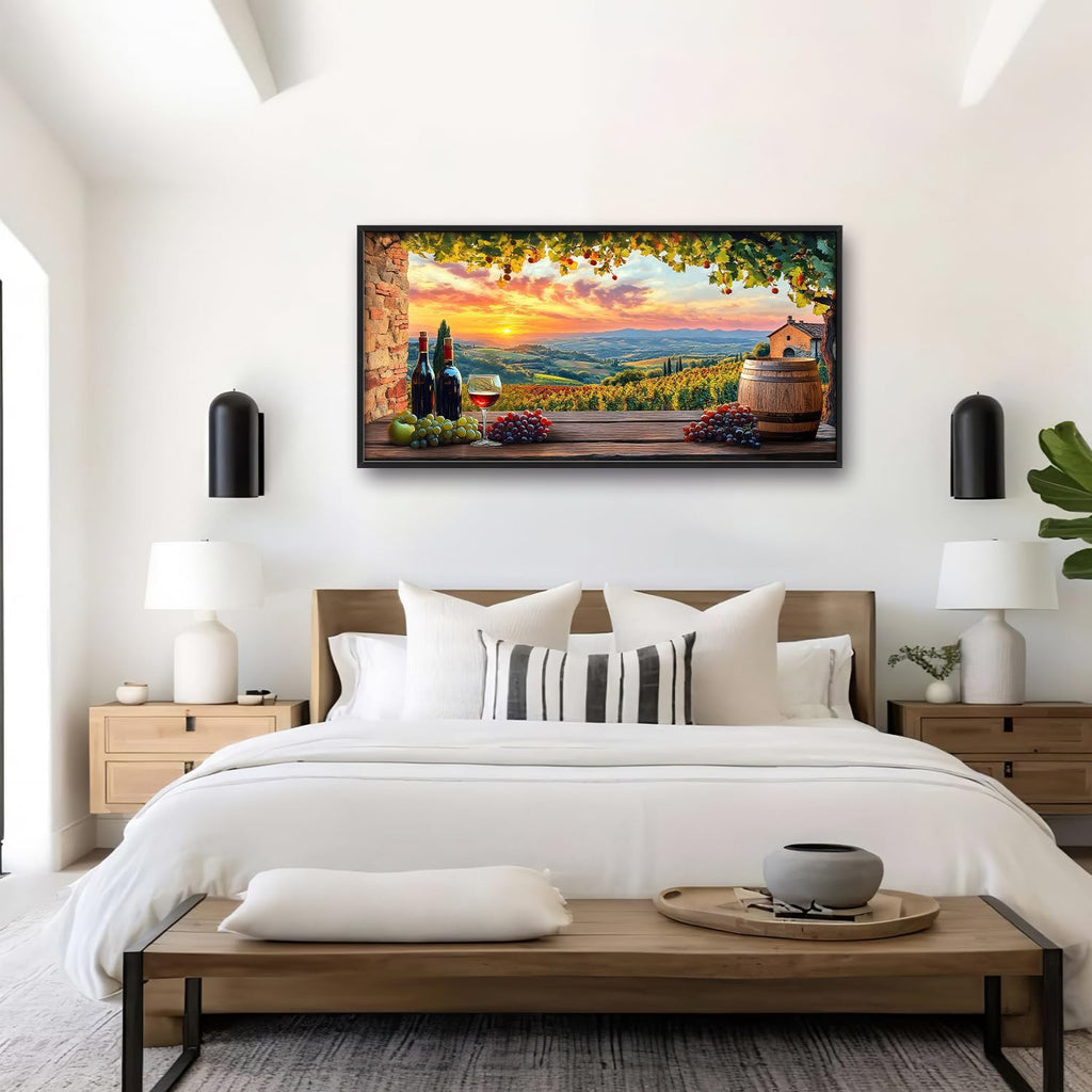 Large Sunrise Landscape Wall Art for Living Room, Sunset Scenery Canvas Oversized Wall Decor for Dining Room, Farmhouse Framed Pictures Painting Print Artwork for Bedroom Office 60L" x 30W"