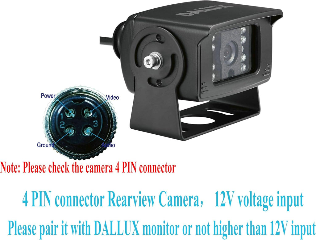 Truck Backup Camera with Parking Line Switch ON/Off for Bus/Travel Trailer/Van/Fifth Wheel/RV Camper