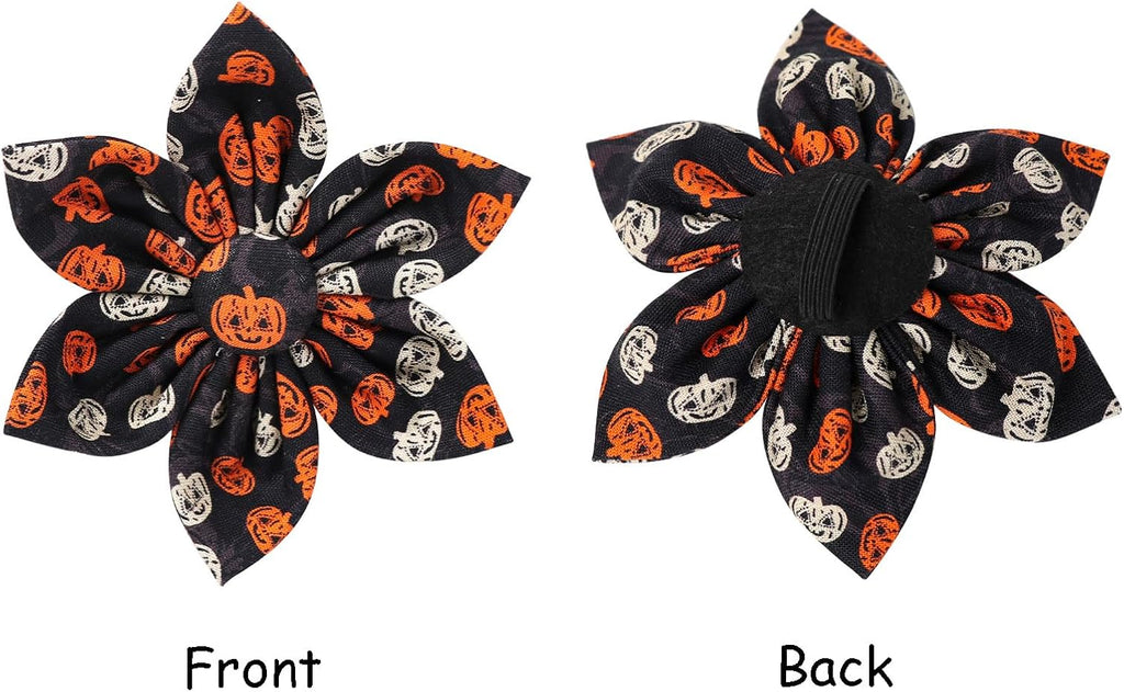 Lionet Paws Dog Collar with Flower - Cute Cotton Adjustable Flower Dog Collar with Metal Buckle for Large Dog Girl Gift, L, Neck 16-24in