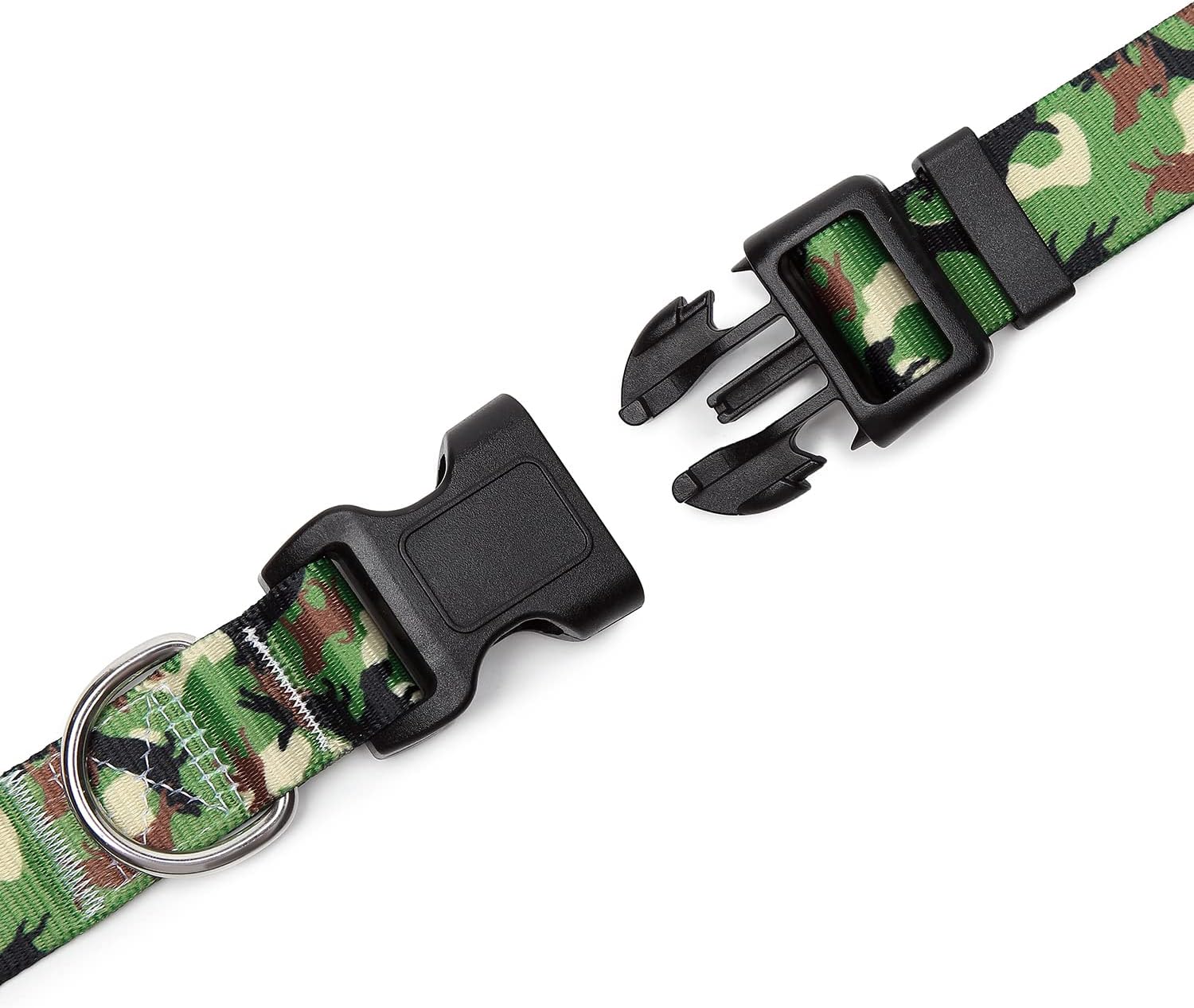 Mercano Adjustable Dog Collar - Special Design Patterns, Soft Nylon Comfortable Durable Pet Collar for Small Medium Large Dogs (M, Dog Camouflage Green)