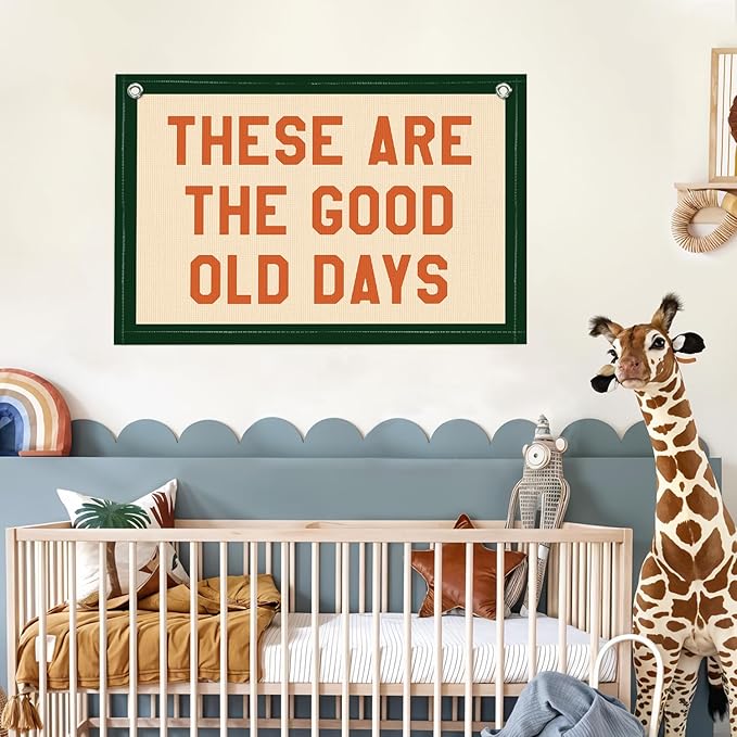 Lacama These Are The Good Old Days Canvas Banner Trendy Retro Nostalgic Inspirational Banner for Boys Girl Room Decor 30x20 Inch